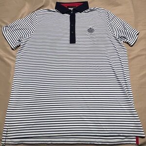Greyson Trump National Golf Tennis Polo Navy White Stripped Monogrammed Mens XL